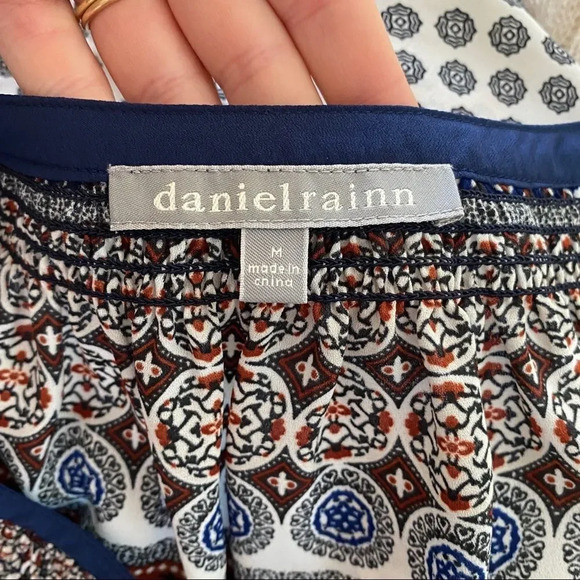Like New Daniel Rainn Stitch Fix Paisley 3/4 Sleeve Length Blouse with Tassels - Picture 13 of 14